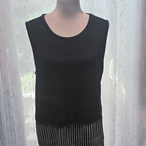 Michael Kors Navy Blue and White Boxy Sleeveless Tank Top